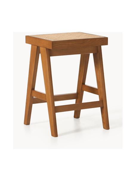 Tabouret de bar en cannage Sissi, Chêne foncé, cannage beige clair, larg. 46 x haut. 65 cm