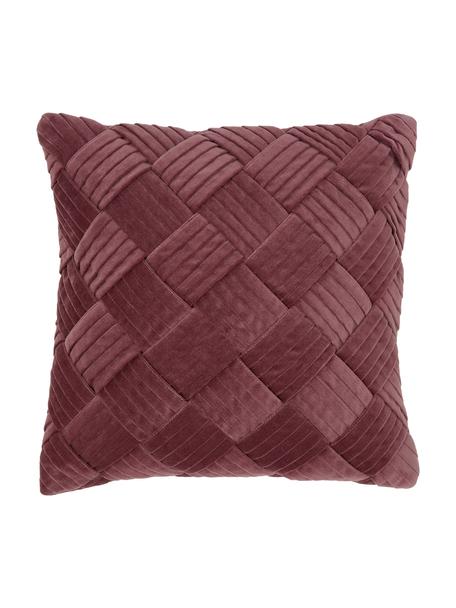 Fluwelen kussenhoes Sina in wijnrood met structuurpatroon, Fluweel (100% katoen), Wijnrood, B 45 x L 45 cm