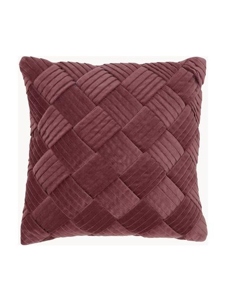 Funda de cojín de terciopelo texturizada Sina, Terciopelo (100% algodón), Rojo vino, An 45 x L 45 cm