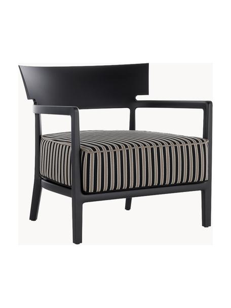 Sillón para exterior Cara, Tapizado: tejido Alta resistencia a, Estructura: policarbonato pintado, Tejido greige, negro, An 68 x F 67 cm