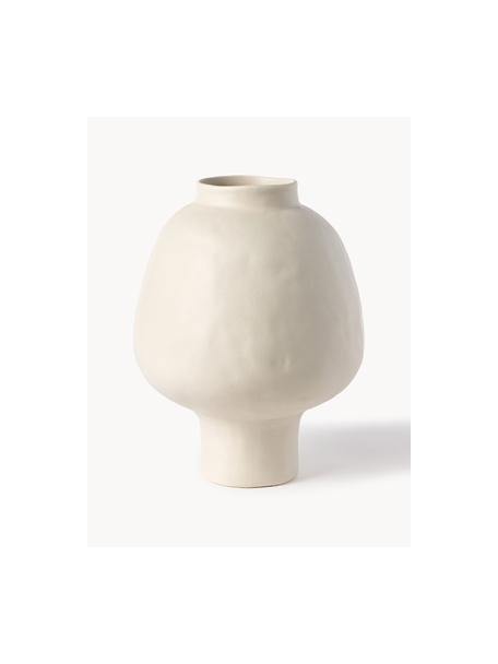 Handgefertigte Design-Vase Saki aus Keramik, H 32 cm, Keramik, Hellbeige, Ø 25 x H 32 cm