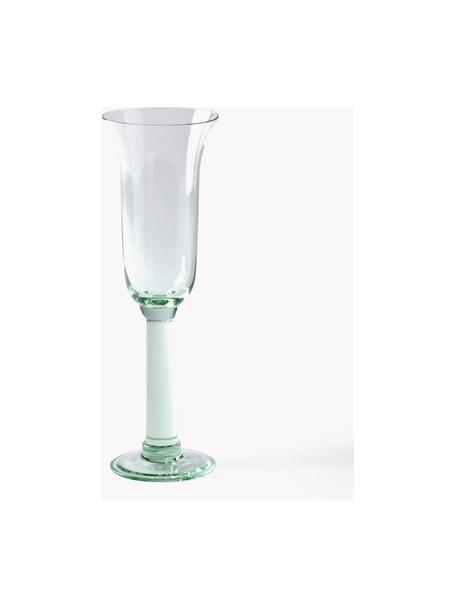 Copas de champán de vidrio soplado Corsica, 6 uds., Vidrio, Verde claro, transparente, Ø 7 x Al 24 cm, 220 ml