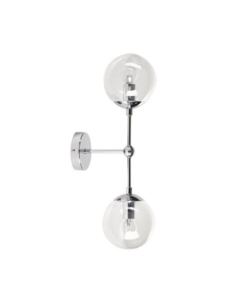 Veľká nástenná lampa zo skla Beth, Priehľadná, odtiene chrómovej, H 21 x V 50 cm