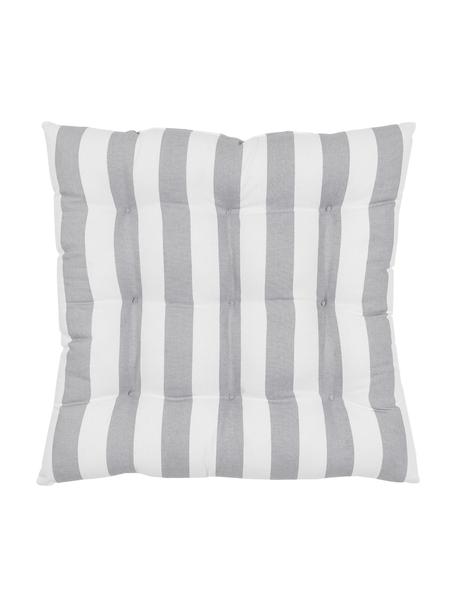 Cojín de asiento a rayas Timon, Funda: 100% algodón, Gris claro, blanco, An 40 x L 40 cm