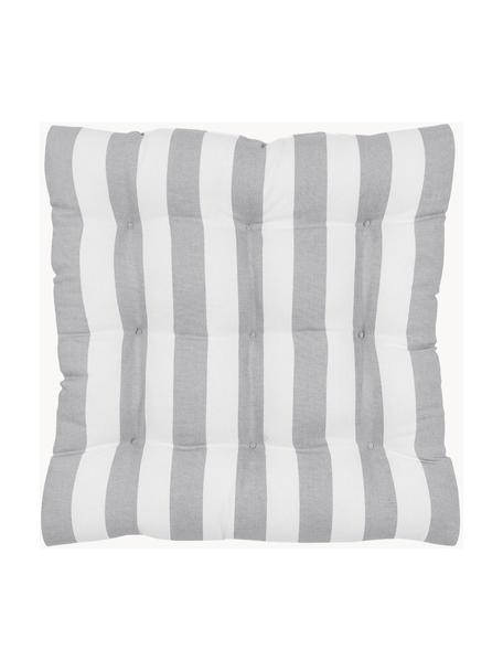 Cuscino sedia a righe Timon, Rivestimento: 100% cotone, Grigio, bianco, Larg. 40 x Lung. 40 cm