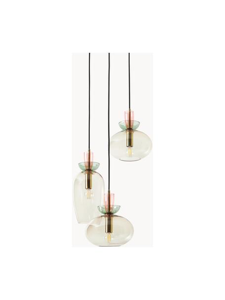 Hanglamp Nyra van gekleurd glas, Lampenkap: glas, Meerkleurig, transparant, Ø 25 x H 8 cm