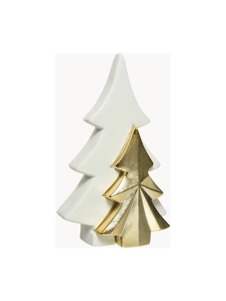Objet décoratif Noël Golden Tree haut. 22 cm, Porcelaine, Blanc, couleur dorée, larg. 7 x haut. 22 cm