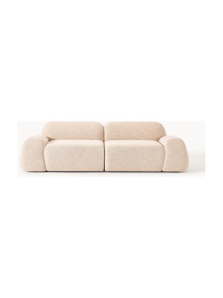 Sofa modułowa (3-osobowa) Bouclé Wolke, Tapicerka: Bouclé (96% poliester, 4%, Stelaż: drewno sosnowe, drewno św, Nogi: tworzywo sztuczne Ten pro, Brzoskwiniowy Bouclé, S 256 x G 118 cm