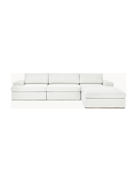 Sofá modular con reposapiés Russell (4 plazas), desenfundable, Tapizado: 100% algodón Alta resiste, Tapizado: relleno de espuma, Estructura: madera contrachapada de p, Patas: plástico Este producto es, Tejido Off White, An 309 x F 206 cm