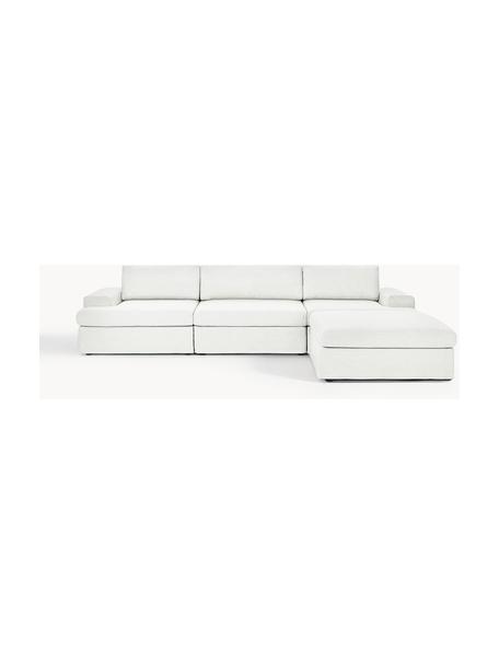 Modulares Sofa Russell (4-Sitzer) mit Hocker (links/rechts), Bezug: 100% Baumwolle Der strapa, Gestell: Massives Kiefernholz, Spe, Webstoff Off White, B 309 x T 206 cm