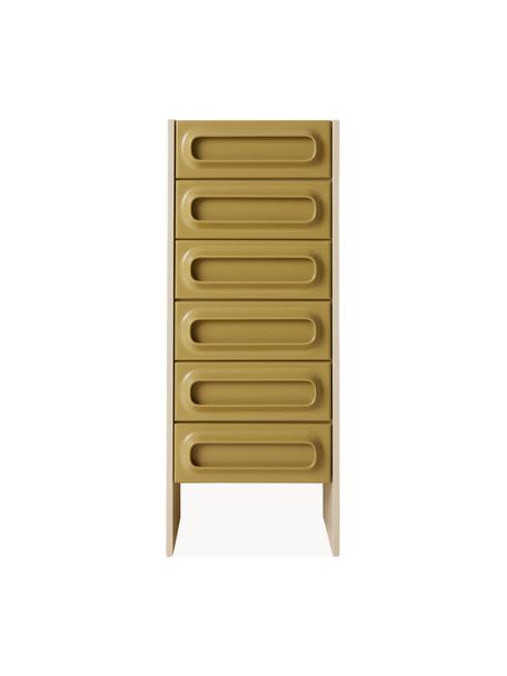 Chiffonnier Space, Tablero de fibras de densidad media (MDF), Verde oliva, blanco crema, An 43 x Al 113 cm