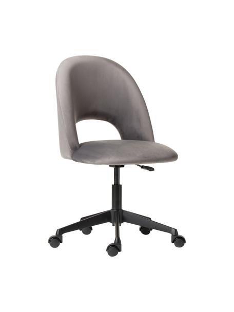 Chaise de bureau en velours Rachel, hauteur ajustable, Velours gris, larg. 65 x prof. 66 cm