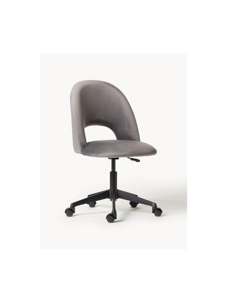 Chaise de bureau en velours Rachel, hauteur ajustable, Velours gris clair, larg. 65 x prof. 66 cm