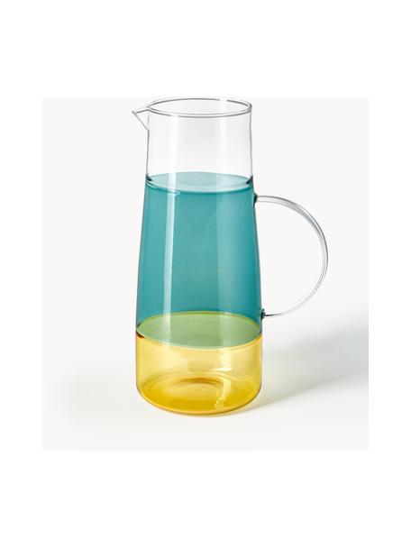 Brocca in vetro soffiato Lemonade, 1,3 L, Vetro, Verde scuro, giallo, 1.3 L