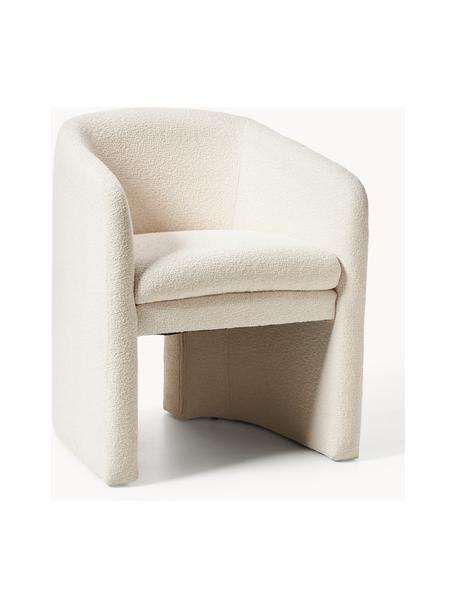 Sillón con reposabrazos en tejido bouclé Mairo, Tapizado: tejido bouclé (100% polié, Estructura: madera de pino y álamo Es, Bouclé beige claro, An 63 x F 63 cm