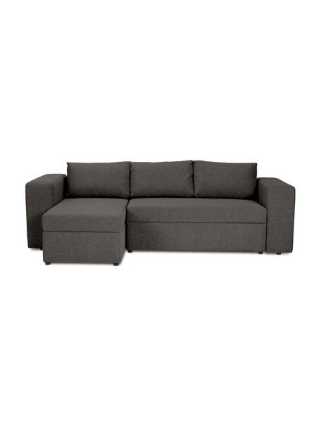 Canapé convertible gris foncé, avec rangement Noah, Tissu gris foncé, larg. 269 x prof. 160 cm, méridienne à gauche