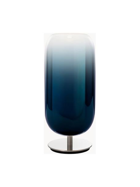 Lampa stołowa ze szkła dmuchanego Gople, różne rozmiary, Stelaż: aluminium powlekane, Ciemny niebieski, odcienie srebrnego, Ø 21 x W 49 cm