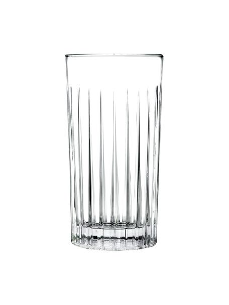 Kristall-Longdrinkgläser Timeless mit Rillenrelief, 6 Stück, Luxion-Kristallglas, Transparent, Ø 8 x H 15 cm