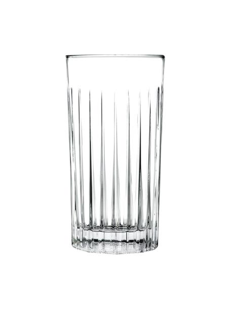 Vasos highball de cristal con relive Timeless, 6 uds., Cristal Luxion, Transparente, Ø 8 x Al 15 cm, 440 ml