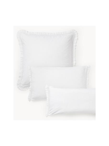 Funda de almohada de algodón con flecos Abra, Blanco, An 45 x L 110 cm
