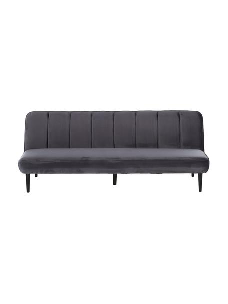 Sofa rozkładana z aksamitu Hayley, Tapicerka: aksamit (poliester) Dzięk, Nogi: drewno kauczukowe, lakier, Szary aksamit, czarny, S 200 x G 89 cm