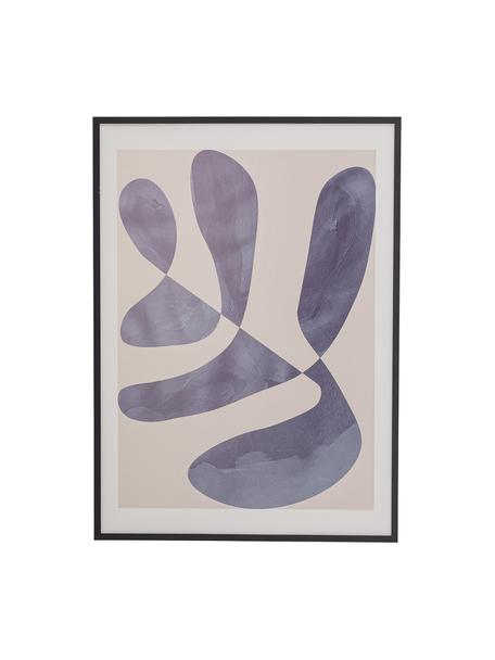 Oprawiony druk cyfrowy Luane, Szary, beżowy, biały, S 52 x W 72 cm