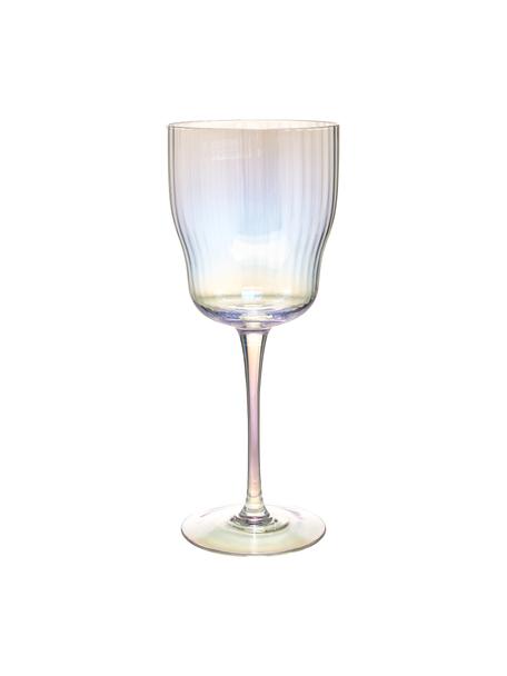Bicchiere da vino in vetro soffiato con rilievo scanalato e lucentezza perlacea Juno 4 pz, Vetro, Trasparente, Ø 9 x Alt. 21 cm