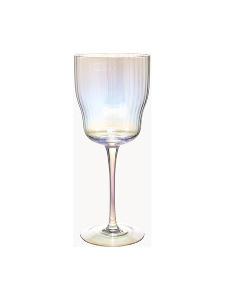 Bicchiere da vino in vetro soffiato con rilievo scanalato e lucentezza perlacea Juno 4 pz, Vetro, Trasparente, Ø 9 x Alt. 21 cm