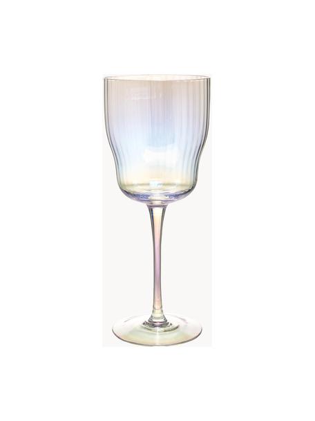 Copas de vino sopladas artesanalmente con relieve Juno, 4 uds., Vidrio, Transparente, Ø 9 x Al 21 cm