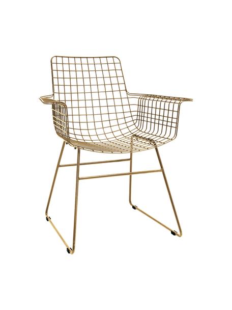 Chaise design métal doré Wire, Métal, revêtement par poudre, Couleur laitonnée, larg. 72 x prof. 56 cm