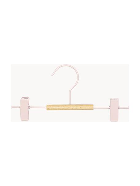 Wieszak na ubrania Kids Clip, 5 szt., Drewno naturalne, stal malowana proszkowo, Blady różowy, S 25 x W 12 cm