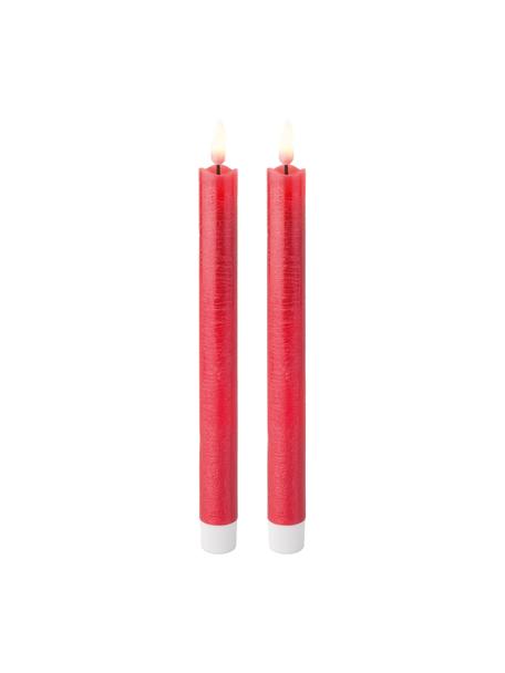 Świeca stołowa LED Bonna, 2 szt., Wosk, Czerwony, Ø 2 x W 24 cm