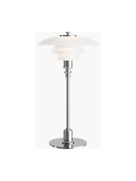 Malá stolní lampa PH 2/1, ručně foukaná, Stříbrná, bílá, Ø 20 cm, V 36 cm