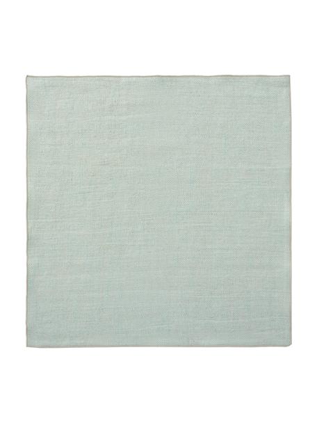 Leinen-Servietten Audra mit Fischgrätmuster, 6 Stück, 100 % Leinen, Grün, Beige, B 46 x L 46 cm