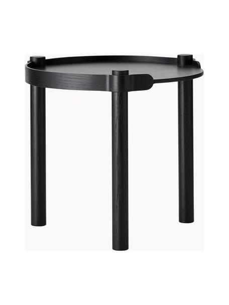 Okrągły stolik pomocniczy z drewna dębowego Woody, Drewno dębowe z certyfikatem FSC, Drewno dębowe lakierowane na czarno, Ø 45 x W 44 cm