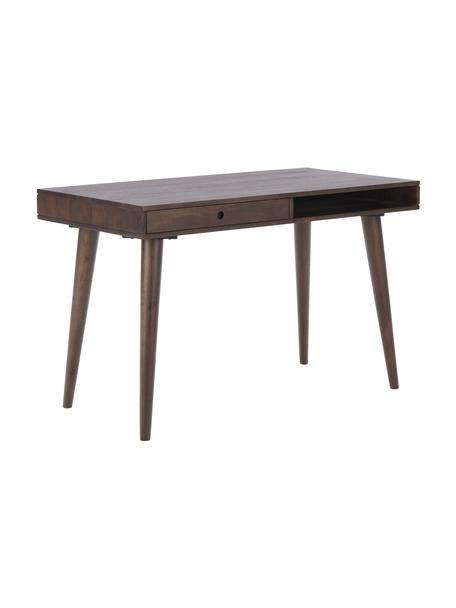 Pracovný stôl z masívu Tova, Mangové drevo, masívne, lakované, Tmavohnedá, Š 117 x H 60 cm