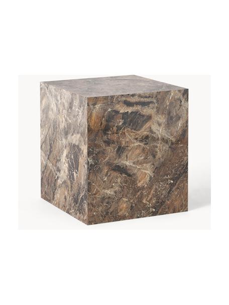 Tavolino effetto marmo Lesley, Pannello MDF (fibra a media densità) rivestito con foglio di melamina, Tonalità marroni effetto marmo lucido, Larg. 45 x Alt. 50 cm