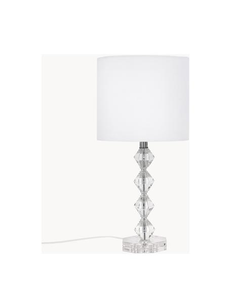 Lámpara de mesa grande de cristal Diamond, Pantalla: tela, Blanco, transparente, Ø 25 x Al 53 cm