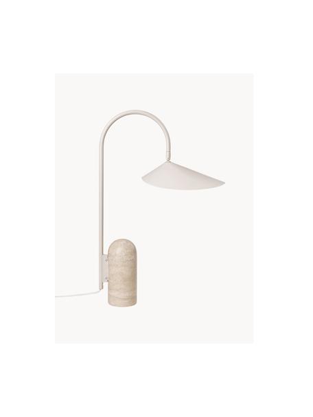 Große Tischlampe Arum mit Marmorfuß, verstellbar, Lampenschirm: Aluminium, pulverbeschich, Gestell: Eisen, pulverbeschichtet, Fuß: Marmor, Off White, Hellbeige marmoriert, B 34 x H 50 cm