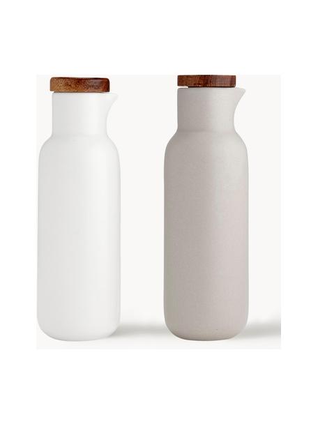 Distributeurs pour vinaigre et huile en porcelaine Essentials, 2 élém., Blanc, beige clair, mat, Ø 6 x haut. 18 cm