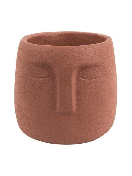 Kleiner Beton-Übertopf Face in Terrakotta, Keramik, Braun, Ø 12,5 x H 14 cm