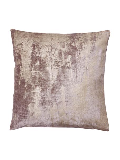 Sametový povlak na polštář s třpytivým vintage vzorem Shiny, 100 % polyesterový samet, Taupe, zlatá, Š 40 cm, D 40 cm