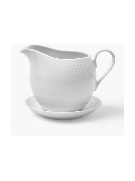 Porcelánová nádoba na omáčku s podšálkou Rhombe, Porcelán, Biela, Š 17 x V 12 cm