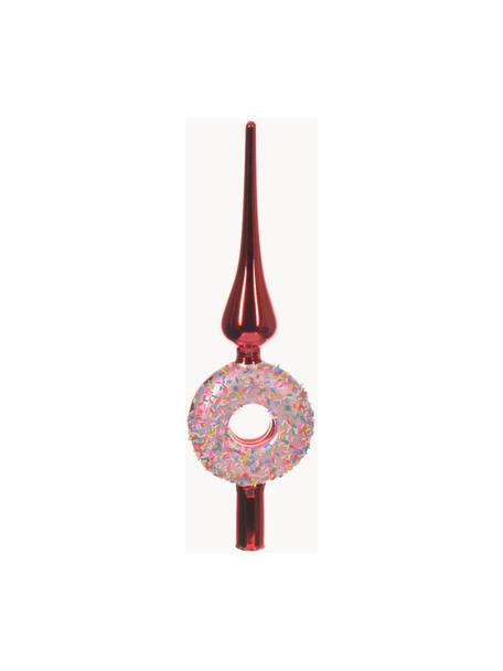 Cimier de sapin Donut, Verre, Rouge, rose, Ø 9 x haut. 31 cm