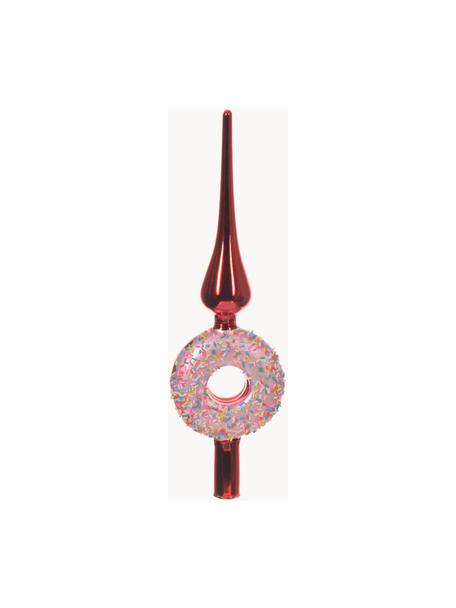 Estrella punta de Árbol de Navidad Donut, Vidrio, Rojo, rosa, Ø 9 x Al 31 cm