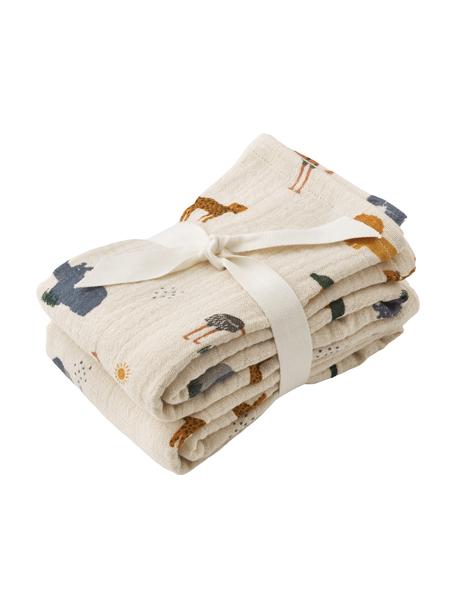 Lange bébé en coton bio Lewis, 2 élém., 100 % coton bio, Beige, multicolore, larg. 65 x long. 65 cm