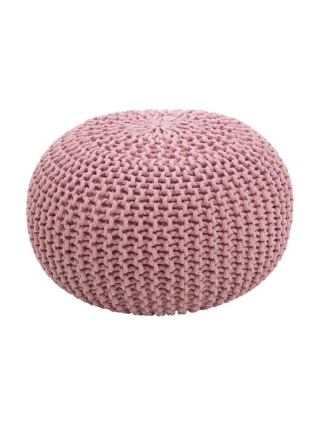 Pouf a maglia fatto a mano rosa Dori, Rivestimento: 100% cotone, Rosa, Ø 55 x Alt. 35 cm