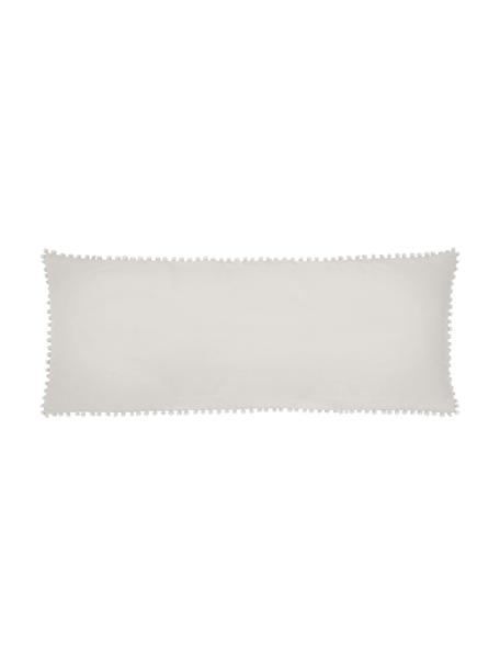 Funda de almohada de percal con pompones Bommy, Gris, An 45 x L 110 cm