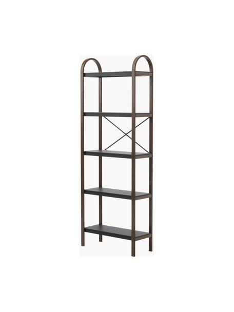 Estantería de metal Bellwood, Estructura: madera, Estante: metal recubierto, Negro, madera oscura, An 61 x Al 170 cm