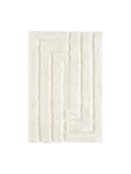 Tapis moelleux à poils longs texturé Genève, Blanc crème, larg. 120 x long. 180 cm (taille S)